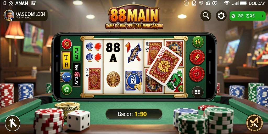 Tampilan gameplay seru di aplikasi Domino 88MAIN.