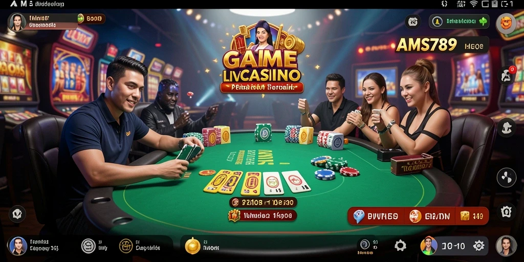 Tampilan gameplay Live Casino yang mendebarkan di AMS789.