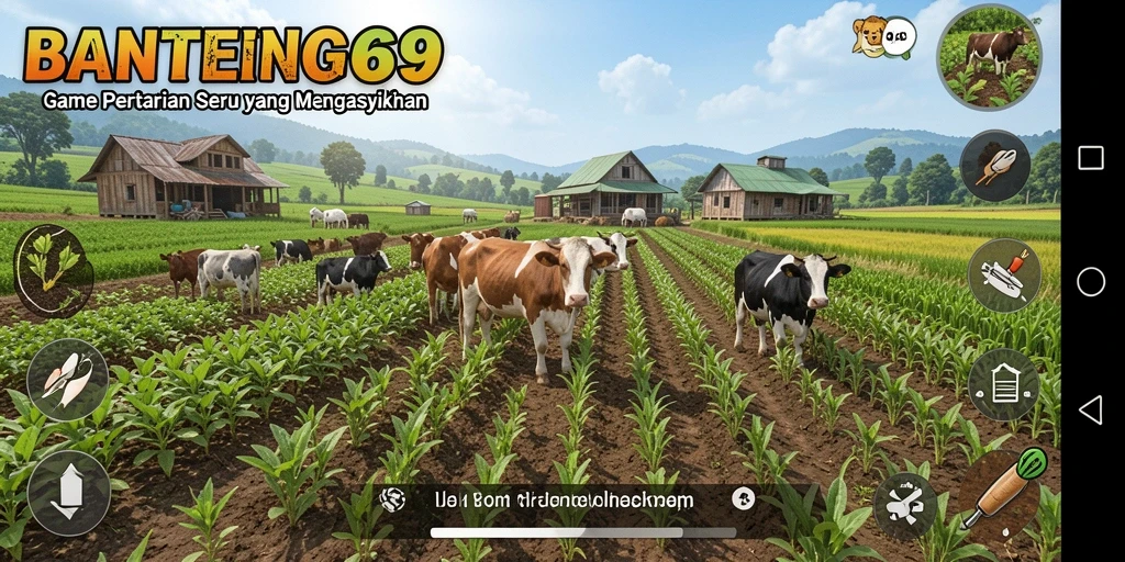 Menggambarkan gameplay seru dalam BANTENG69 dengan pertanian yang interaktif.