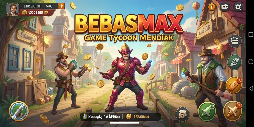 Tampilan gameplay menarik dari BEBASMAX yang menunjukkan simulasi bisnis.