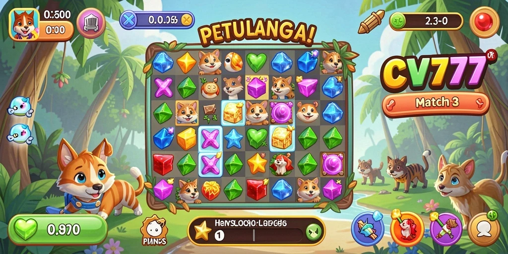 Tampilan gameplay CV777 yang penuh warna dan menantang.