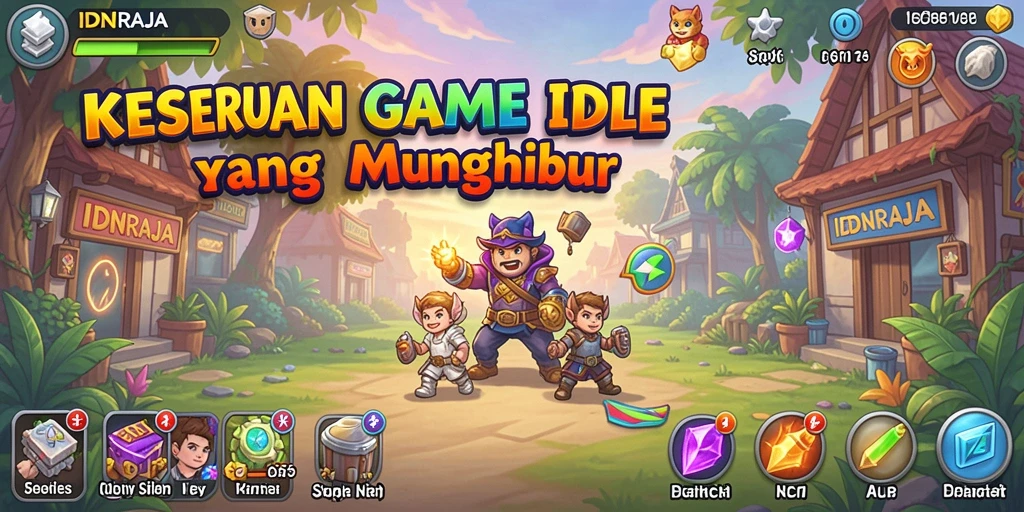Tampilan gameplay menarik dari IDNRAJA dengan karakter yang berkembang.