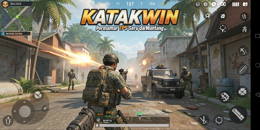 Tampilan aksi gameplay seru dalam KATAKWIN dengan karakter yang beragam.