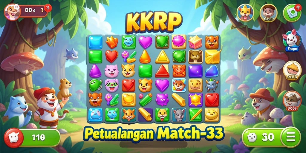 Tampilan gameplay Match-3 yang seru dan menantang di KKRP.