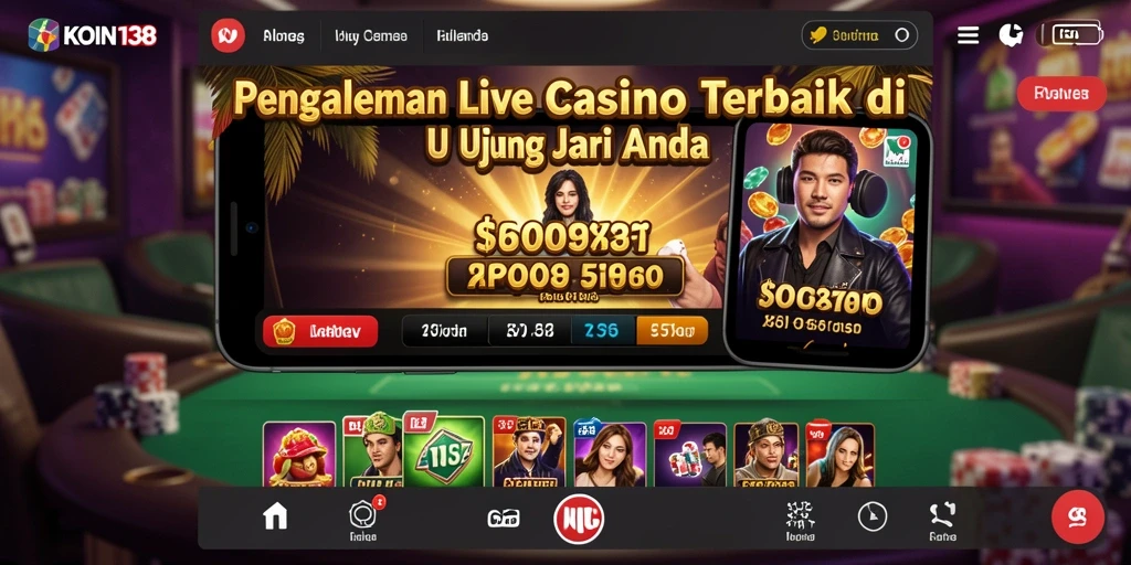 Tampilan gameplay KOIN138 dengan dealer langsung yang menawan dan permainan kasino.