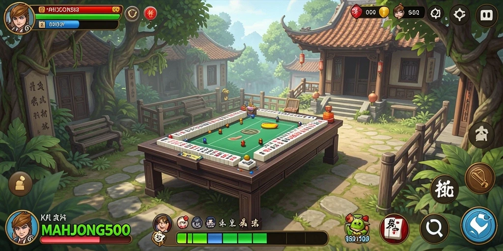 Tampilan gameplay <strong>MAHJONG500</strong> dalam dunia terbuka yang menakjubkan.
