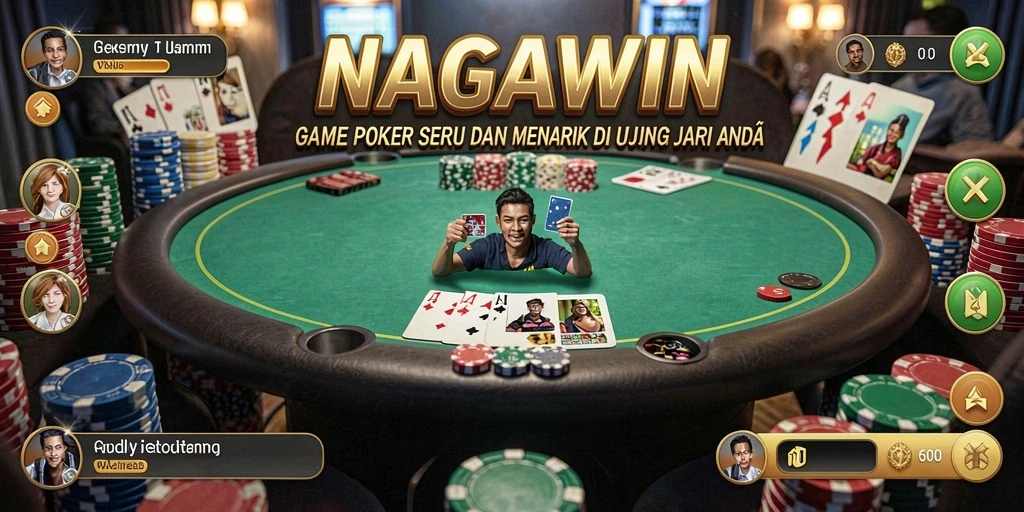 Tampilan gameplay NAGAWIN yang seru dan mendebarkan selama permainan poker.