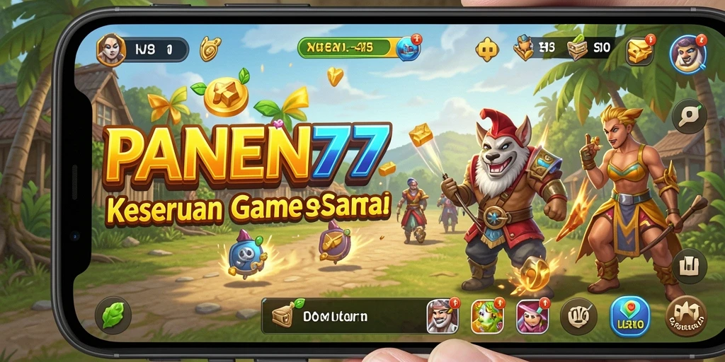 Tampilan gameplay seru di PANEN77 dengan ladang tanaman yang berwarna-warni.