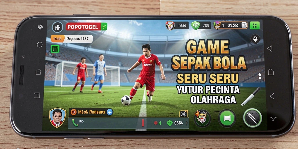 Screenshot menunjukkan aksi mendebarkan dalam permainan sepak bola.