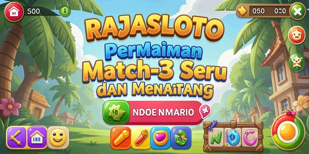 Tampilan gameplay RAJASLOTO dengan tantangan Match-3 yang mengasyikkan.