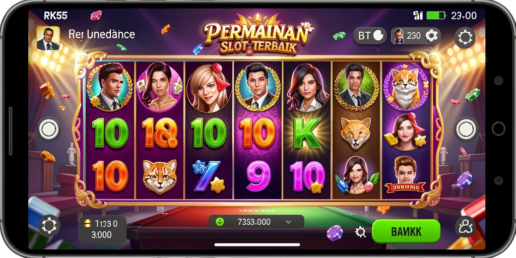 Tampilkan gameplay menarik RK55 dengan mesin slot yang bervariasi.