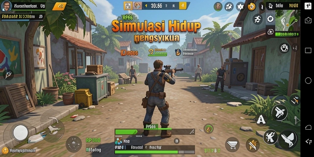 Screenshot gameplay RP66 yang menunjukkan interaksi karakter dalam simulasi.