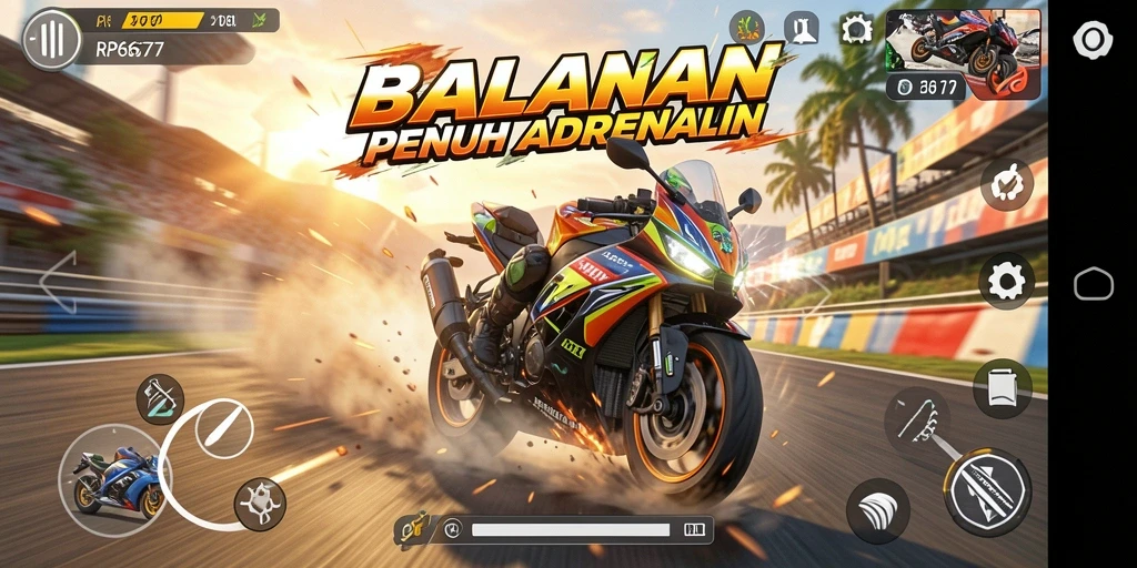 Tampilan menegangkan balapan motor penuh aksi.
