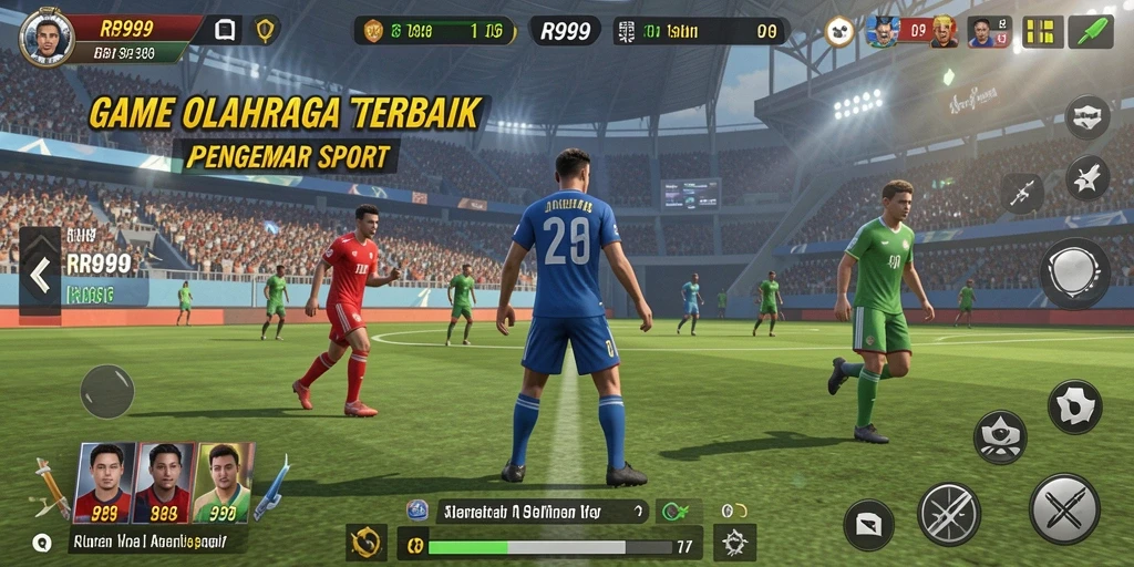 Tangkapan layar permainan RR999 yang menunjukkan aksi olahraga mendebarkan.