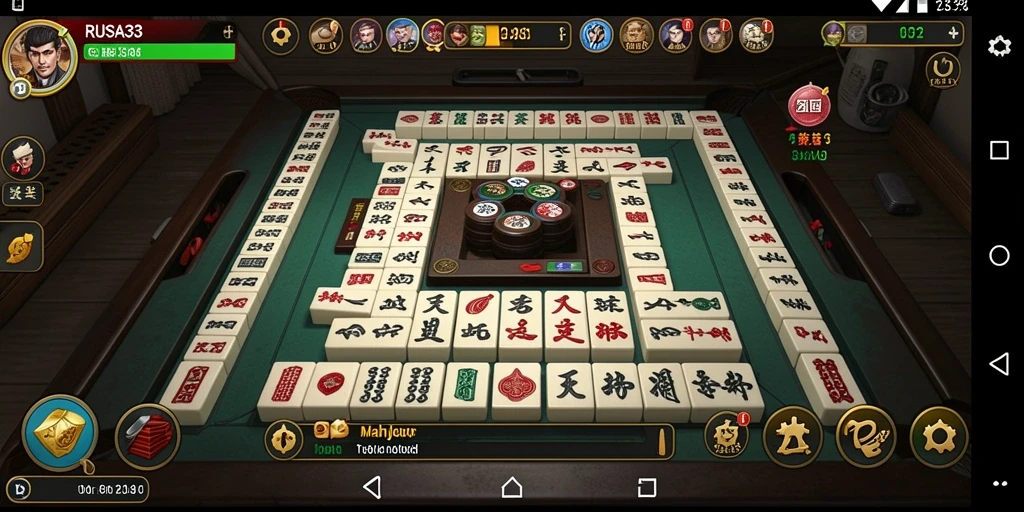 Tampilan gameplay seru dari RUSA33 saat menyusun ubin Mahjong.
