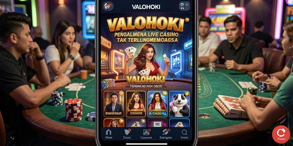 Screenshot utama VALOHOKI menampilkan gameplay seru Live Casino.